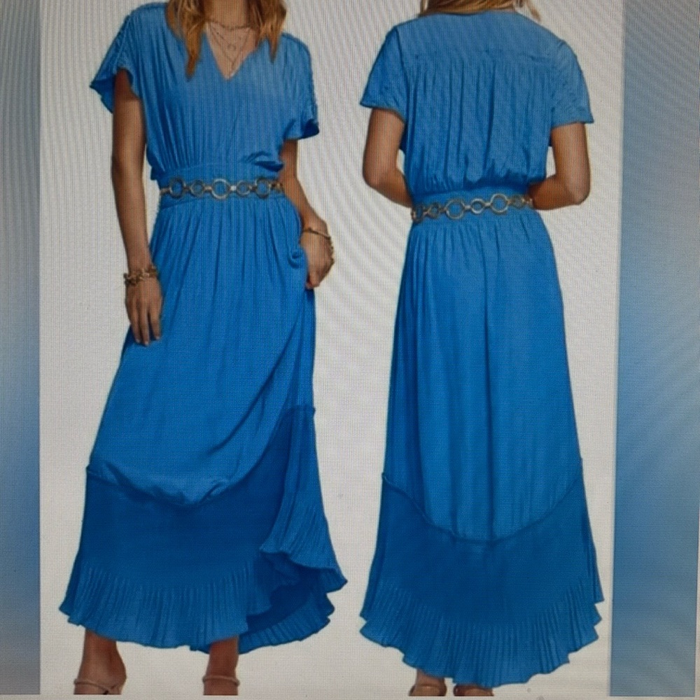 NWT Women’s Ramy Brook Cymone Pleated Dress.. Color Lake. Size XS